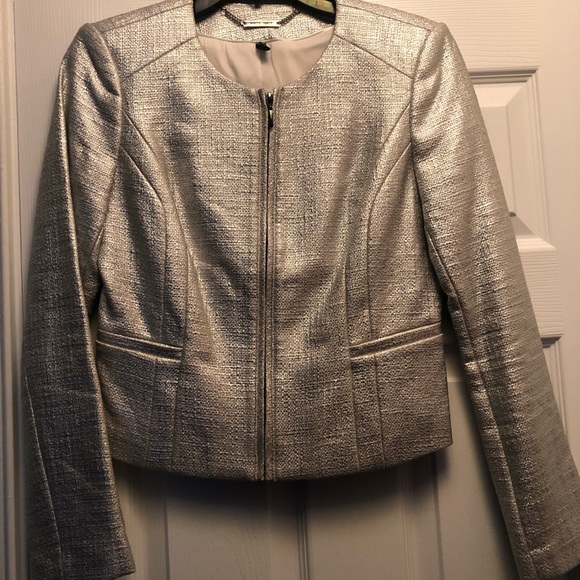 White House Black Market Jackets & Blazers - NWOT White House Black Market Silver size 2 jacket. Rare Find!